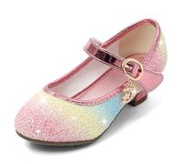 Cheerful Mario 5-10 Years Kids Girls Mary Jane Princess Court Shoes Sparkly Glitter Wedding Party Neon 2 UK