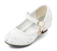 Cheerful Mario 5-10 Years Kids Girls Mary Jane Princess Court Shoes Sparkly Glitter Wedding Party White 3 UK