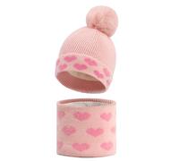 Cheerful Mario Age 2-5 Years Toddler Girls Warm Hat And Snood Girls' Cold Wather Accessories Set Pink-A