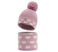 Cheerful Mario Age 2-5 Years Toddler Girls Warm Hat And Snood Girls' Cold Wather Accessories Set Purple-A