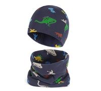 Cheerful Mario Baby Cotton Beanie Hat and Loop Scarf Set Little Boys and Girls Snood and Hat Set Outdoor Sports Accessories Warm and Soft Dinosaur Grey 3-7 Years