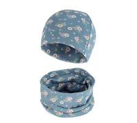 Cheerful Mario Baby Cotton Beanie Hat and Loop Scarf Set Little Boys and Girls Snood and Hat Set Outdoor Sports Accessories Warm and Soft Flower Blue 6-24 Months