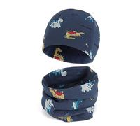 Cheerful Mario Baby Cotton Beanie Hat and Loop Scarf Set Little Boys and Girls Snood and Hat Set Outdoor Sports Accessories Warm and Soft Dinosaur Blue 0-6 Months