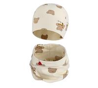 Cheerful Mario Baby Cotton Beanie Hat and Loop Scarf Set Little Boys and Girls Snood and Hat Set Outdoor Sports Accessories Warm and Soft Bear Khaki 3-7 Years