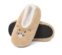 Cheerful Mario Ladies Women's Sock Slippers Warm Fleece Lining Anti-slip Sole Brown-C 3/4 UK