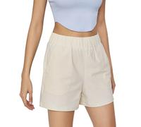 Cheerful Mario Women's Running Shorts Ladies Sports Shorts for Hiking Jogging Badminton Tennis Casual with High Elastic Waist Light Weight Quick Dry Beige XL