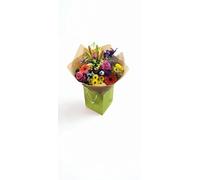 Cheerful-Mixed Fresh Flower Bouquet, Roses, Gerberas, Lilies and Chrysanthemums, Vibrant Colours with Gift Bag
