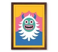 Cheerful Monster Modern Framed Wall Art Print A1 (84.1×59.4cm) Walnut, Wall Decor for Living Room, Bedroom, Office & Home, Ready to Hang, Art Gift