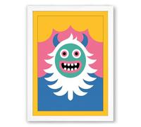 Cheerful Monster Modern Framed Wall Art Print A2 (59.4×42cm) White, Wall Decor for Living Room, Bedroom, Office & Home, Ready to Hang, Art Gift