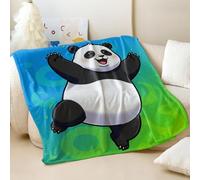 Cheerful Panda Printed Flannel Blanket, Vibrant Red and Beige Throw Blanket, Perfect for Kids and Home Decor (05,75x100cm)