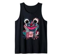 Cheerful Patchwork Frog Graphic Fun Design Tank Top