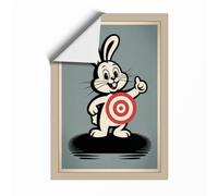 Cheerful Rabbit With Target Retro Unframed Wall Art Print A2 (59.4×42cm), Wall Decor for Living Room, Bedroom, Office & Home, Art Gift
