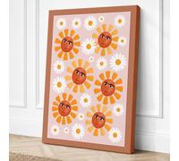 Cheerful Suns and Daisies Canvas Wall Art Print 18x12 Inch (46 x 30 cm)