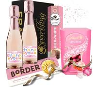 Cheerful Thank You Prosecco Gift Hamper - Fun Wine Gift Set for Women - Unique Appreciation Present for Her - Includes Custom Thank You Wine Label, Chocolates, and Biscuits - Perfect Gratitude Gift