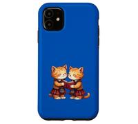 Cheerful Whimsical Orange Kitties Reading Burns Night Poems Case for iPhone 11