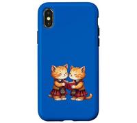Cheerful Whimsical Orange Kitties Reading Burns Night Poems Case for iPhone X/XS
