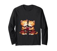 Cheerful Whimsical Orange Kitties Reading Burns Night Poems Long Sleeve T-Shirt