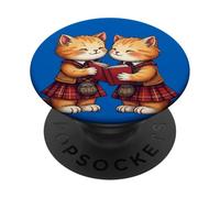 Cheerful Whimsical Orange Kitties Reading Burns Night Poems PopSockets Adhesive PopGrip