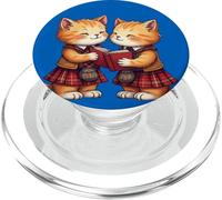 Cheerful Whimsical Orange Kitties Reading Burns Night Poems PopSockets PopGrip for MagSafe
