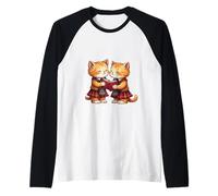 Cheerful Whimsical Orange Kitties Reading Burns Night Poems Raglan Baseball Tee