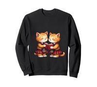 Cheerful Whimsical Orange Kitties Reading Burns Night Poems Sweatshirt