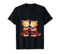 Cheerful Whimsical Orange Kitties Reading Burns Night Poems T-Shirt