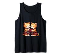 Cheerful Whimsical Orange Kitties Reading Burns Night Poems Tank Top