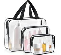 Cheerhom Pack of 3 Transparent TSA Approved Aeroplane Hand Luggage, Liquids Pouch Travel Gadgets Waterproof Cosmetic Bag Men Women Girls