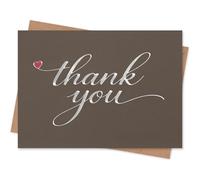 Cheerin 24 Pack Brown Thank You Cards With Envelopes Set - Elegant Silver Foil Thank You Notes for Wedding, Birthday and Business - Bulk Appreciation Cards 3x5 inch