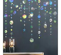 Cheerland Bling Bling iridescent Twinkle Star Garland Streamer Kit for Party Decorations Glitter Metallic Circle dot Garland Glittery Bunting Garlands Banner for Wedding Kids Room Birthday Baby Shower