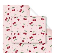 Cheerland Cherry Wrapping Paper Summer Fruit Gift Wrap Flower Cherries on Top Theme for Birthday Baby Shower Bridal Bachelorette Wedding Valentines Day Christmas Party Supplies 12 Sheets