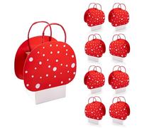 Cheerland Cute Red Mushroom Gift Bag Set Small Fly Agaric Mushroom Shape Bag for Girls Birthday Party Favor Baby Shower Party Supplies Woodland Fairy Bag Children Forest Fairies Goodies Boxes Y