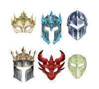 Cheerland Fantasy Mask Set Medieval Party Costume Dragon Knight Props Elemental Spirit Cosplay Fairy Tale Paper Dress Up King Helmet Warrior Mask Kit Magic Wizard Party Decorations Pack of 12 Masks