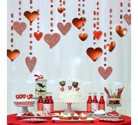 Cheerland Glitter Red Heart Garland Decorations Hanging Garlands Streamer Banner Backdrop Valentines Day Decor Wedding Anniversary Engagement Birthday Party Supplies Romantic Decoration Love Heart