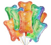 Cheerland Gummy Bear Balloons Foil Metallic Mylar Balloon Candy Themed Balloons Candyland Party Decorations Gummies Dessert Station Candy Bar Party Supplies Pack of 8