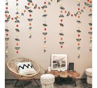Cheerland Halloween Garlands with Beige Moth Circle in Black Gold Orange Banners 58ft for Birthday Photo-Booth Backdrop Halloween Decorations Party Supplies