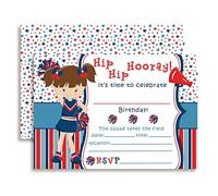 Cheerleader Birthday Party Invitations, 20 5"x7" Fill in Cards with Twenty White Envelopes by AmandaCreation