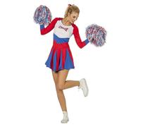 Cheerleader costume for ladies, women's costume for theme parties, blue, red and white