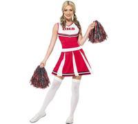 Smiffys Cheerleader Costume, Red (Size XS)
