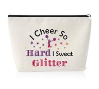 Cheerleader Gift for Teen Girls Cheer Friend Makeup Bag Thank You Gift for Cheerleader Cheer Mom Coach Cheer Team Gift Cosmetic Bag Thanksgiving Birthday Gift Ideas Travel Cosmetic Bag