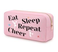 Cheerleader Gifts Cheer Makeup Bag for Girls Women Cheerleader Oxford Cloth Cosmetic Bag Mother's Day Birthday Gift for Cheer Mom Cheer Coach Double Side Printed Travel Cosmetic Zipper Bag