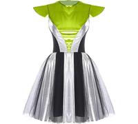Cheerleader Outfit Adult Plus Size - Alien Character Performance Cheerleader Dance Costume With Glitter Sequin Party Tutu Skirt And Leggings (Green One Size)