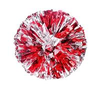 Cheerleader Pom Poms, Cheerleading Velvet Ball 1pcs Cheering Pom Poms Apply to Sports Match and Vocal Concert(Ring Red Sliver)