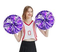 Cheerleader Pom Poms - Pom Poms Cheer, Pom Poms Cheerleading | 2Pcs Reflective Team Pom, Cheerleading Squad Spirited Fun Pompoms Cheer Costume Accessory for Dance Sports for Girl /30cm