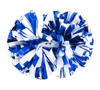 Cheerleader Pom Poms with Baton Handle, Metallic Bright 1 Pair 2 Pieces Cheer Squad Daily Training Pom Poms for Kids Adult (Navy Blue and White)