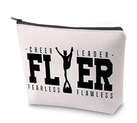Cheerleading Cosmetic Bag Cheer Leader Fearless Flawless Makeup Bag with Zipper Cheerleader Survival Kit Cheer Team Gift (Fler)