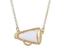 Cheerleading Horn Pendant Necklace - Gold Plated Bullhorn Jewelry for Cheerleaders, Coach, Squad Member