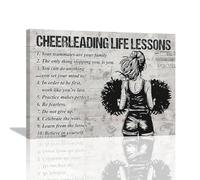 Cheerleading Life Lessons Wall Art - Retro Poster Girl Woman Room Decor Canvas Print Painting for Bedroom, Bathroom, Living Room - 16"x12"