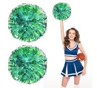 Cheerleading Pom Poms 10 Pcs, with Four Finger Handle Cheerleading Handheld Squad Pompoms for Sports Team Cheer Spirit Games Dance Party Adults (Green)