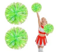 Cheerleading Pom Poms 16 Pcs, with Four Finger Handle Cheerleading Handheld Squad Pompoms for Sports Team Cheer Spirit Games Dance Party Adults (Matte Green)